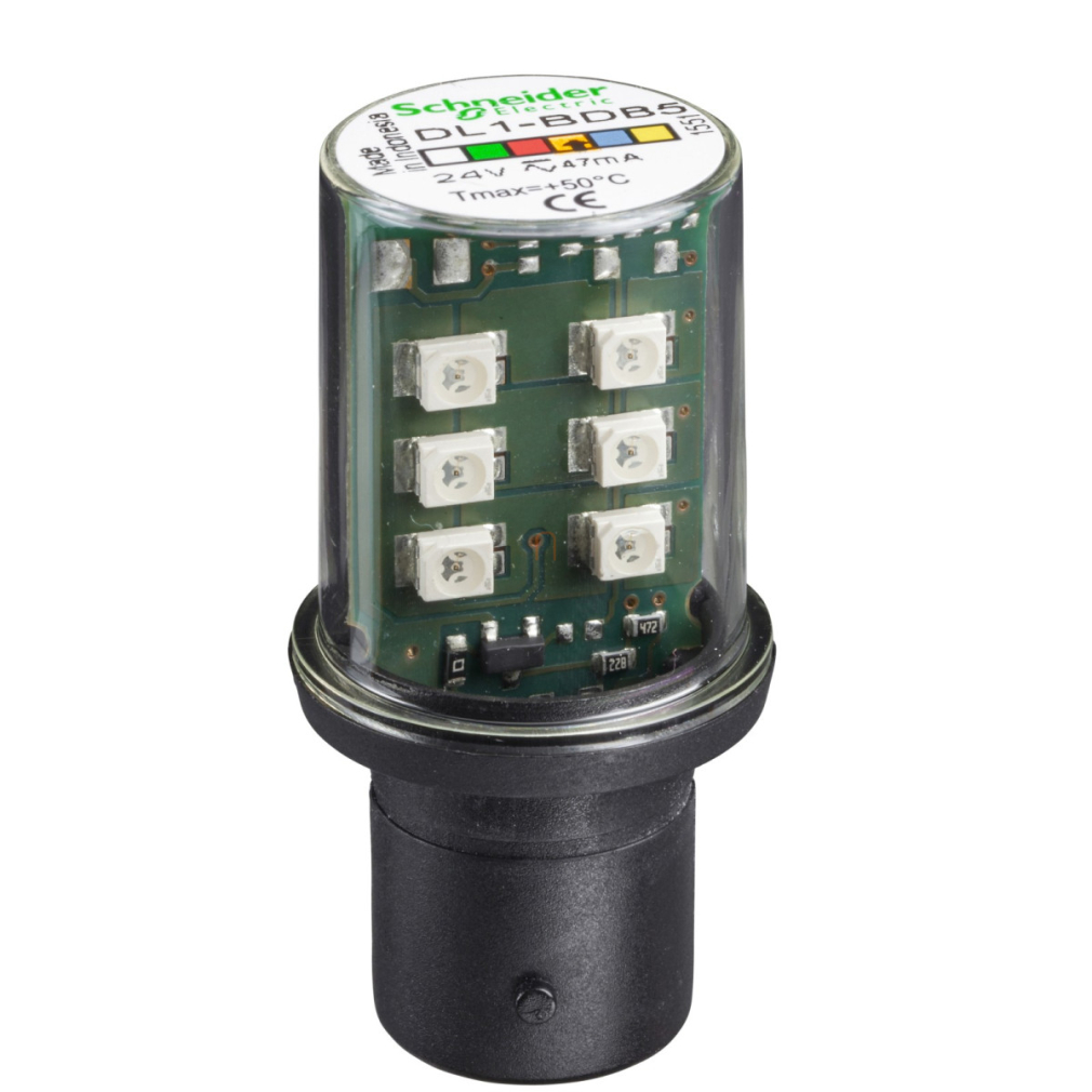 DL1BDB5 LED, 24V, narancs, Ba15d foglalat, folyamatos fényű Schneider