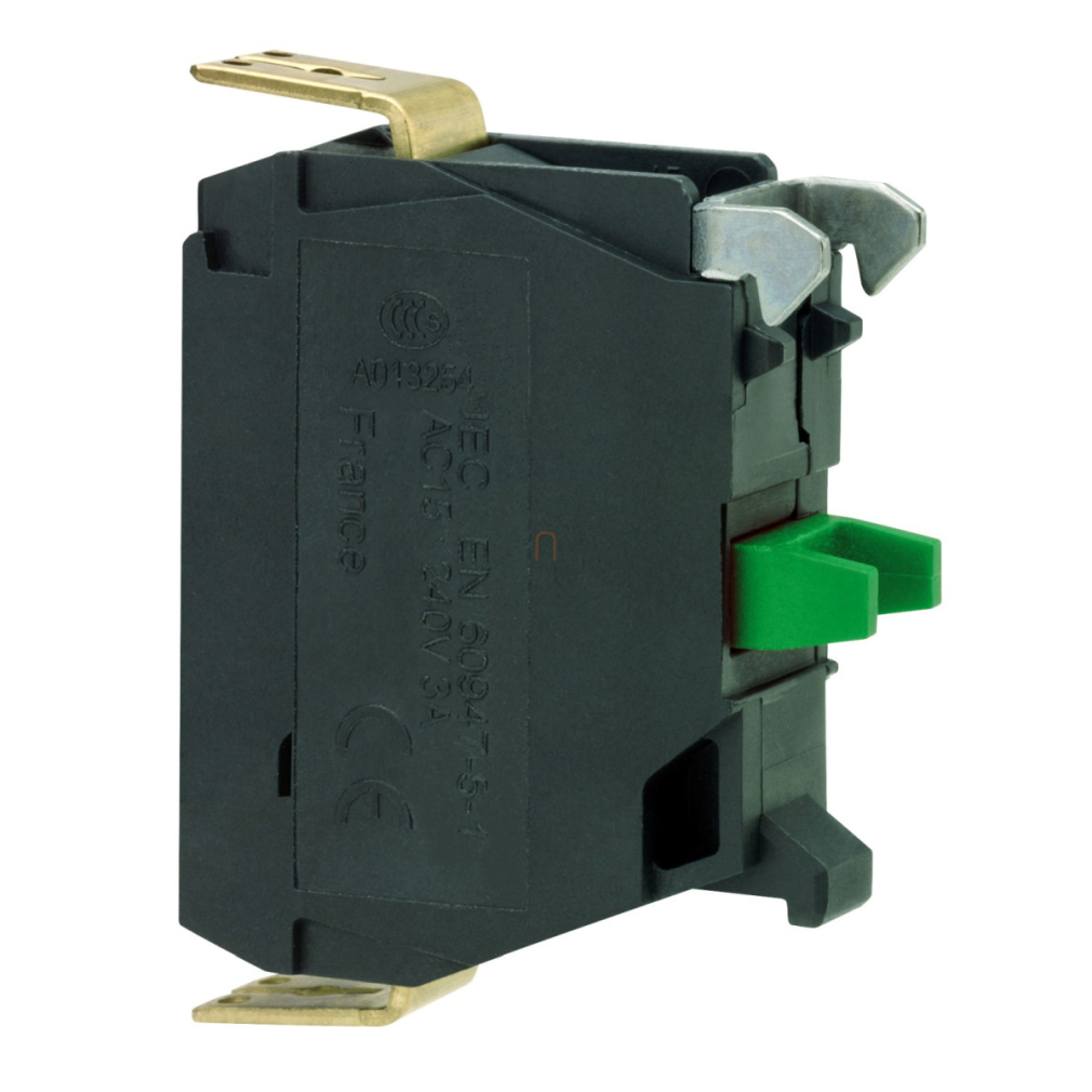 Harmony XB4/XB5 érintkező blokk, 1NO, IP5X, aranyozott alacsonyszintű érintkezők, csavaros csatlakozó lapos vezetékhez ZBE1016P3 Schneider