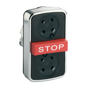   Schneider Electric Harmony XB4 - ZB4BA791 - fém kettősfejű nyomógomb fej, Ø22, visszatérő, tető nélkül, piros kiemelkedő STOP gomb