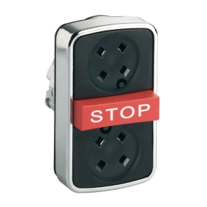 Schneider Electric Harmony XB4 - ZB4BA791 - fém kettősfejű nyomógomb fej, Ø22, visszatérő, tető nélkül, piros kiemelkedő STOP gomb