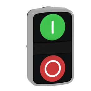   Schneider Electric Harmony XB4 - ZB4BA7341 - fém kettősfejű nyomógomb fej, Ø22, visszatérő, 1 zöld "I" 1 kiemelkedő piros "O" nyomógomb