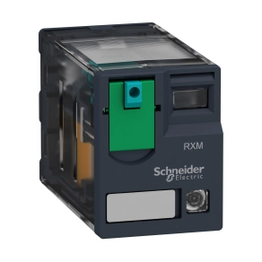 Schneider Electric Harmony Electromechanical Relays - RXM2AB2BD - RXM miniatűr relé, 2CO, 12A, 24VDC, tesztgomb, LED