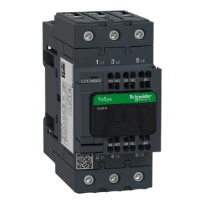   Schneider Electric TeSys D - LC1D40A3B7 - 3pólusú Everlink mágneskapcsoló (AC3, 400V 40A) rugós vezérlő sorkapoccsal 24V AC 50/60Hz
