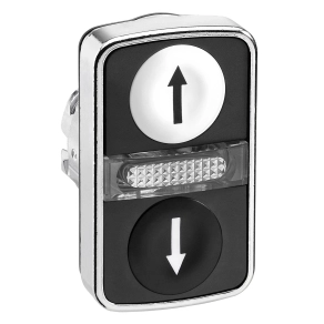 Schneider Electric Harmony XB4 - ZB4BW7A1724 - fém világító kettősfejű nyomógomb fej, Ø22, visszatérő, 1-1 fehér/fekete fel/le nyíl nyomógomb