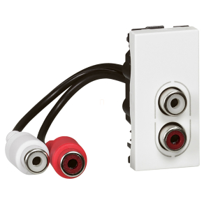   Legrand Program Mosaic 2xRCA audió aljzat elővezetékezett 1 modulos fehér - 78747