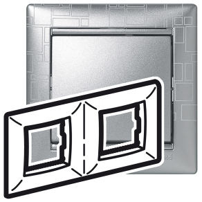   Legrand Valena 2-es keret, vízszintes, alu négyzetmintás - 770342