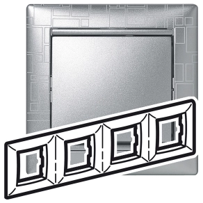 Legrand Valena keret, 4-es, alu négyzetmintás - 770344