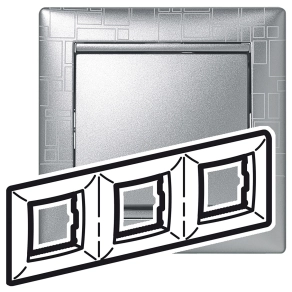   Legrand Valena keret, 3-as, vízszintes, alu négyzetmintás - 770343