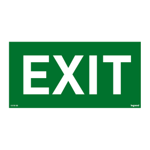   Legrand Öntapadó piktogram URA ONE, U21 LED, U21 ÚJ, B65 LED és B65 ÚJ lámpatestekhez, EXIT, 200 x 100 mm - 661680