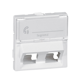   Legrand Program Mosaic előlapi 2-es keret, Keystone, 45°-ban döntött, 2 modul széles, átettsző címketartóval, fehér - 78613