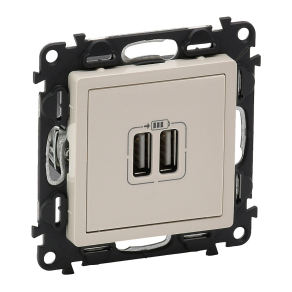   Legrand Valena Life kettős USB-A+A töltőaljzat, 5V-3 A-15 W, elefántcsont - 753212
