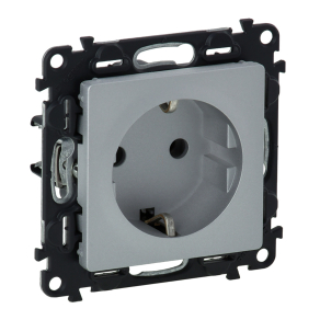   Legrand Valena Life 2P+F csatlakozóaljzat biztonsági zsaluval, csavaros vezetékbekötéssel alumínium - 753324