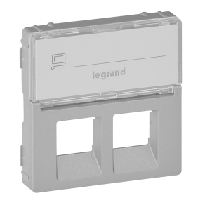   Legrand Valena Life 2xRJ45 csatlakozóaljzat burkolat, címketartóval alumínium - 755482