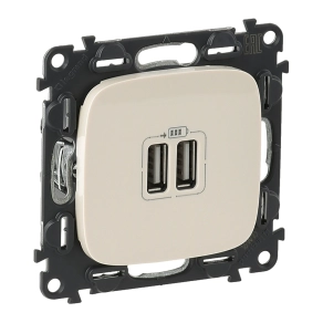   Legrand Valena Allure kettős USB töltőaljzat, burkolattal, elefántcsont - 754996