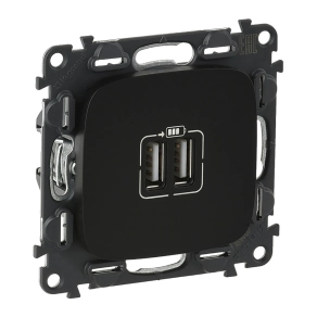   Legrand Valena Allure kettős USB töltőaljzat, burkolattal, fekete - 754998