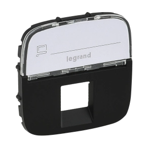   Legrand Valena Allure RJ11/RJ45 aljzat burkolat címketartóval, fekete - 755478