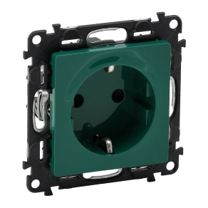   Legrand Valena Life 2P+F csatlakozóaljzat biztonsági zsaluval, zöld betéttárcsával - 753329