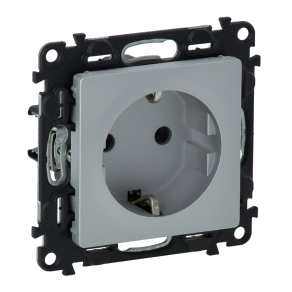   Legrand Valena Life 2P+F csatlakozóaljzat, rugós vezetékbekötéssel alumínium - 753321