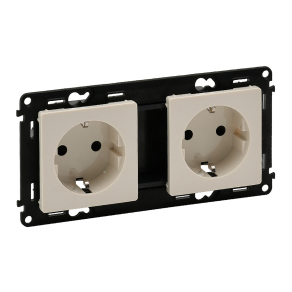   Legrand Valena Life 2x2P+F sínezett csatlakozóaljzat biztonsági zsaluval, rugós vezetékbekötéssel, elefántcsont - 753222