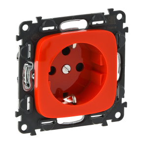   Legrand Valena Allure 2P+F aljzat biztonsági zsaluval, reteszelt, burkolattal, Piros - 753132