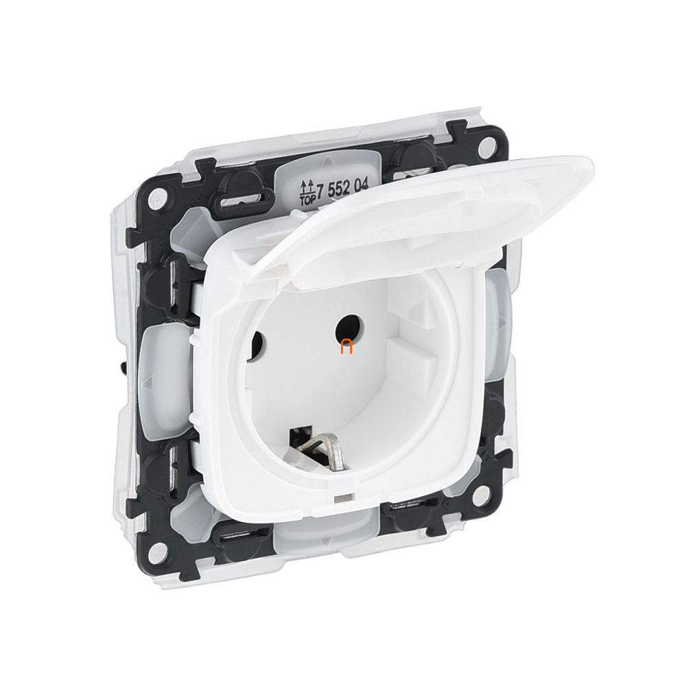 Legrand Valena Allure fehér 2P+F csatlakozóaljzat biztonsági zsaluval, csapófedéllel, IP44 fehér 755204