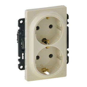   Legrand Valena Life 2x2P+F csatlakozóaljzat, egybeépített burkolattal, keret nélkül, rugós vezetékbekötéssel, elefántcsont - 753227