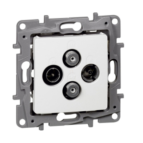   Legrand Niloé TV-RD-SAT-SAT csillagpontos aljzat, végzáró (1, 5 dB), fehér - 764566