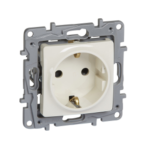   Legrand Niloé 2P+F csatlakozóaljzat biztonsági zsaluval (csavaros), bézs - 764629