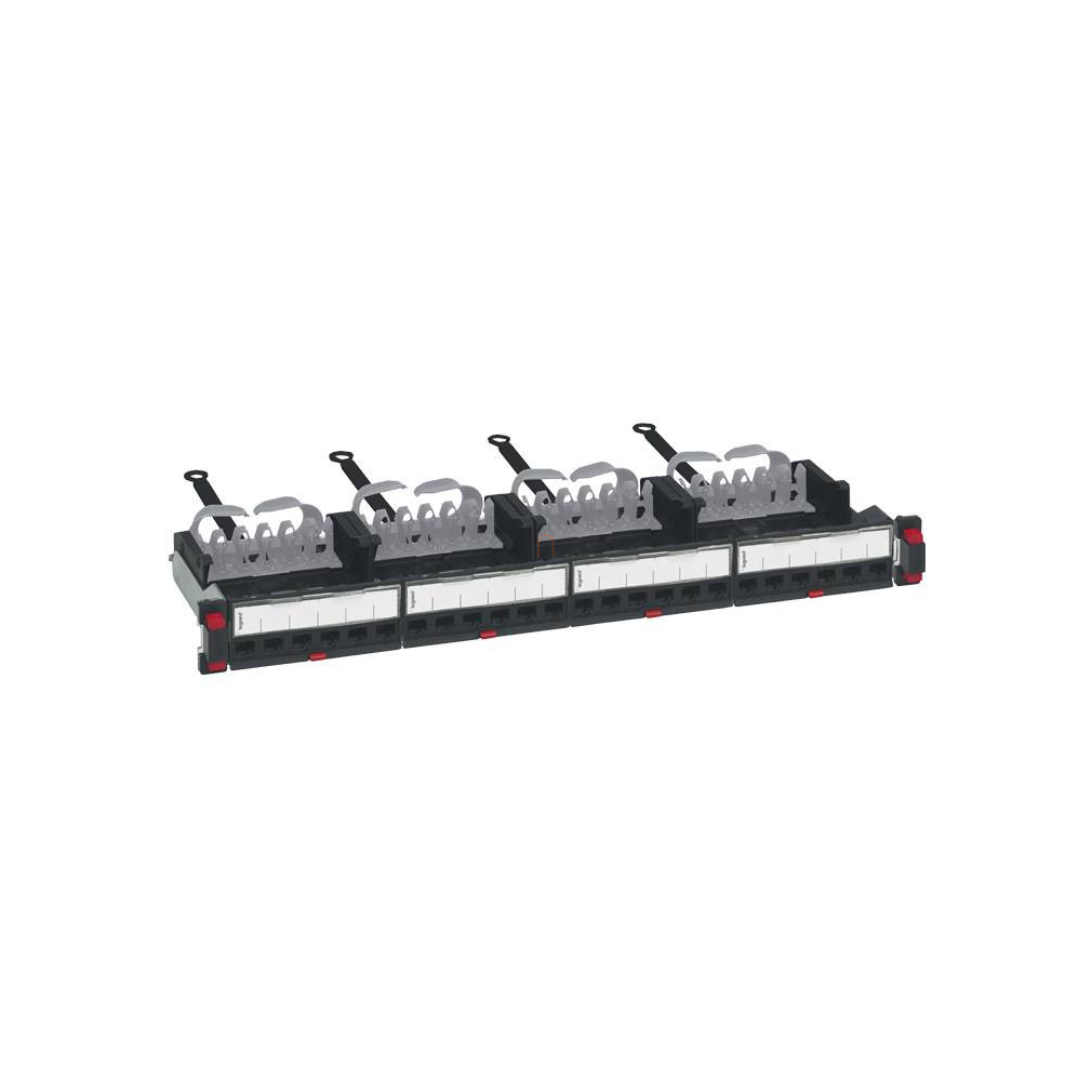 Leg. 033751 patch panel 19coll-1U 24xRJ45 Cat5e árnyékolt (FTP) 6xRJ45 kazettás/LCS3 gyorscsatlakozós portok egyenes 100MHz 1Gigabit