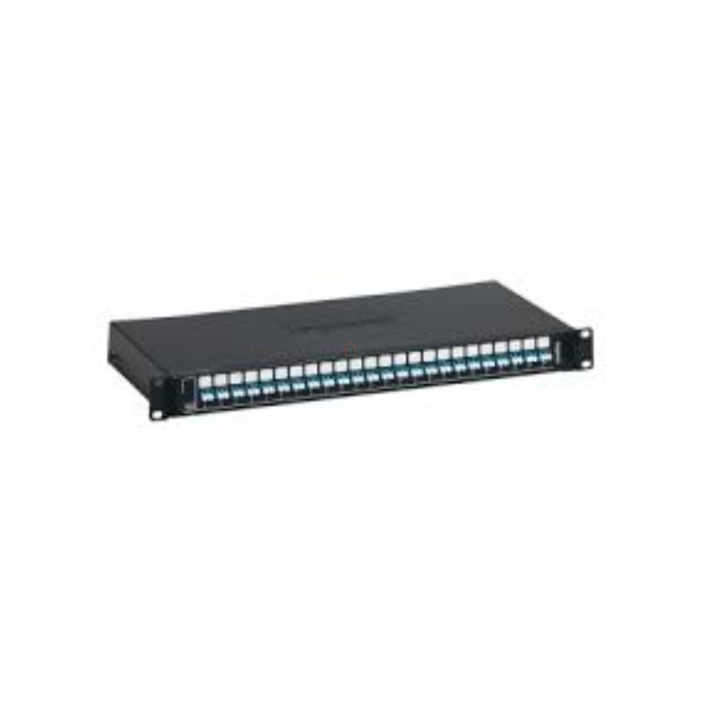 optikai patch panel fix 24xLC duplex multimódusú 1U-19 coll fekete LCS3l Leg.032162