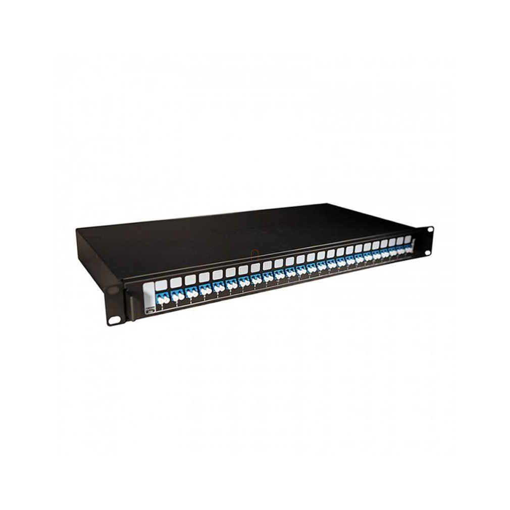 optikai patch panel fix 24xLC duplex monomódusú 1U-19 coll fekete LCS3 LCS3l Leg.032165