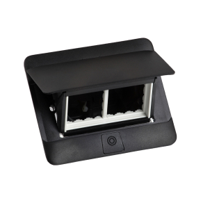   Legrand Pop-up doboz bútorlapba, üres, 4 modul, rögzítőkerettel és kábeltartó dobozzal, fekete - 654002