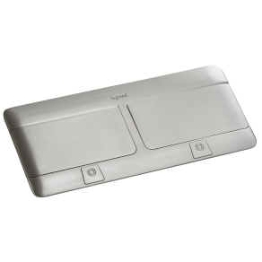   Legrand Pop-up doboz bútorlapba, üres, 8 modul, rögzítőkerettel és kábeltartó dobozzal, rozsdamentes acél - 654003