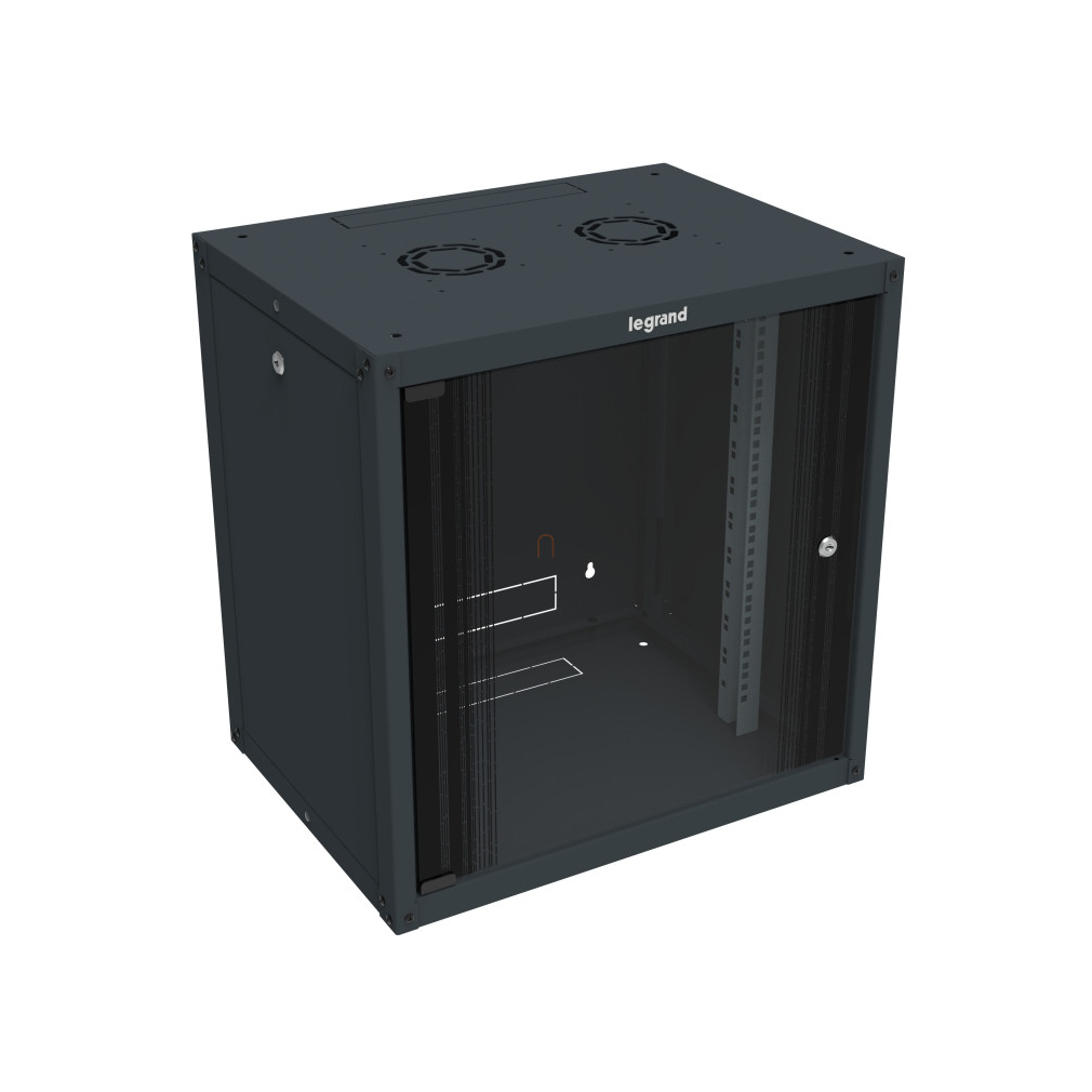 Leg. 646255 LEGRAND fali rack szekrény 19'' 21Ux1022 600x450 antracit egyrészes üvegajtós lapraszerelt levehető oldallapos MAX: 63 kg Linkeo