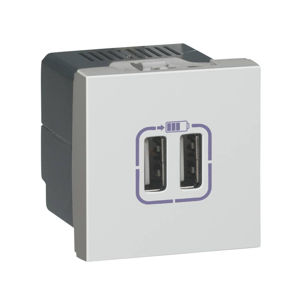 Legrand 079390 Program Mosaic kettős USB-C - 230 V - 5 V, 2 modul, alumínium