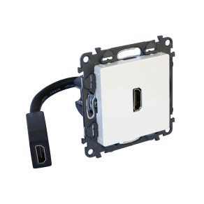   Legrand Valena Life Elővezetékelt HDMI 1.4 típusú csatlakozóaljzat, 15 cm kábellel szállítva, Elefántcsont - 753275