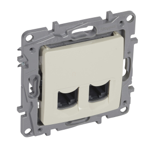   Legrand Niloé 2xRJ45 Cat.6 UTP csatlakozóaljzat, bézs - 764674