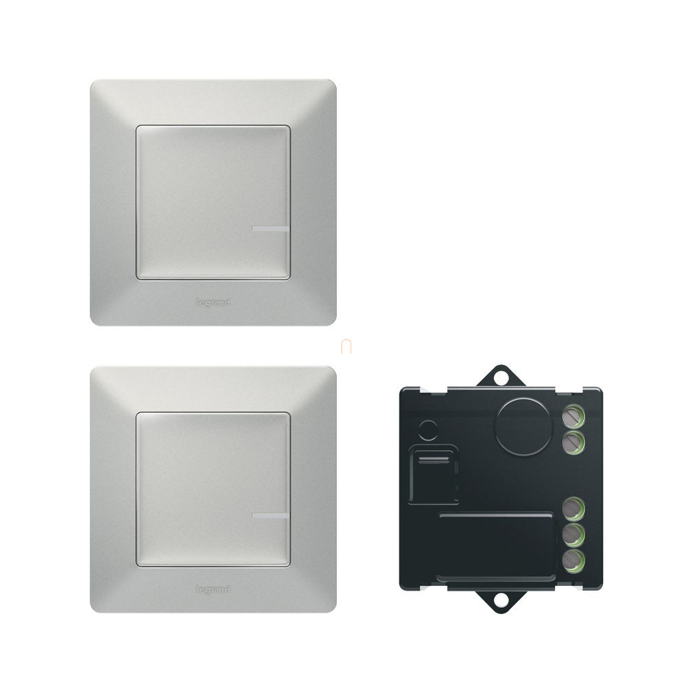 Netatmo 752350 Valena Life alumínium Párosított szett: Alternatív kapcsolás mikromodul segítségével - 2 vezeték nélküli kapcsoló + mikromodul  Legrand