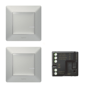   Legrand Valena Life-Netatmo okos előre párosított szett váltókapcsoláshoz: mikromodul BE/KI + 2 db kapcsoló (ETV), alumínium - 752350