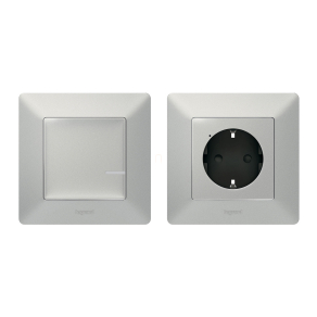   Legrand Valena Life-Netatmo okos előre párosított szett: 2P+F csatlakozóaljzat (V) + kapcsoló (ETV), alumínium - 752354