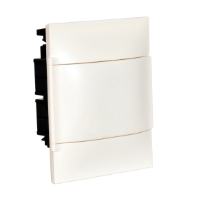   Legrand PractiboxS 1 sor 8 modul, gipszkartonba süllyeszthető kiselosztó (850°C), fehér ajtóval, védőföld és nulla elosztókapoccsal - 134168