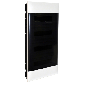   Legrand PractiboxS 4sor 12 modul, gipszkartonba süllyeszthető kiselosztó(850°C), átlátszó füstszínű ajtóval, védőföld és nulla elosztókapoccsal - 135174