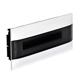   Legrand PractiboxS 1 sor 22 modul, téglafalba süllyeszthető kiselosztó(650°C), átlátszó füstszínű ajtóval, védőföld és nulla elosztókapoccsal - 137155