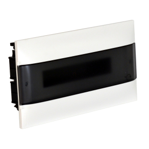   Legrand PractiboxS 1sor 18 modul, gipszkartonba süllyeszthető kiselosztó(850°C), átlátszó füstszínű ajtóval, védőföld és nulla elosztókapoccsal - 137176