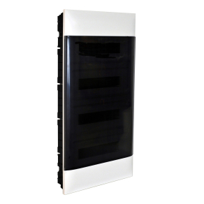   Legrand PractiboxS 4sor 18 modul, gipszkartonba süllyeszthető kiselosztó(850°C), átlátszó füstszínű ajtóval, védőföld és nulla elosztókapoccsal - 137179