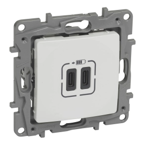   Legrand Niloé kettős USB-C+C töltőaljzat-3 A-15 W, fehér - 764595