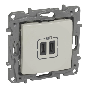   Legrand Niloé kettős USB-C+C töltőaljzat-3 A-15 W, bézs - 764695