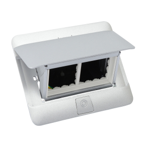   Legrand Pop-up doboz bútorlapba, üres, 4 modul, rögzítőkerettel és kábeltartó dobozzal, alumínium - 654014