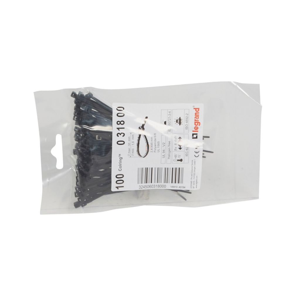 Kábelkötegelő 95x2,4 fekete, UV-álló Colring 031800 Legrand