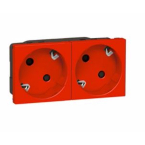   Legrand Mosaic csatlakozó aljzat piros 2x2+F rugós bekötés - 77272